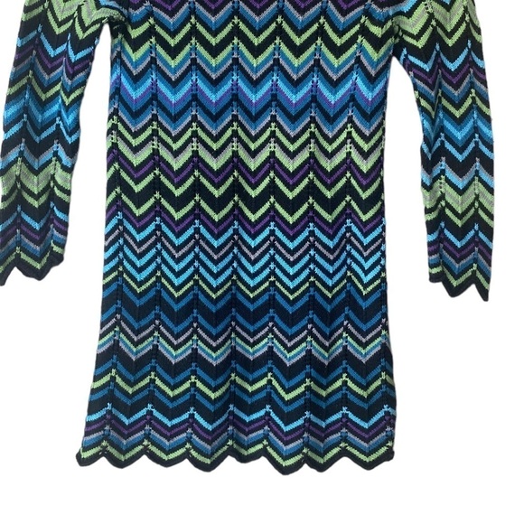 Hanna Anderson Sweater Knit Long Sleeve Zig Zag Chevron Multicolor Dress - Picture 5 of 6